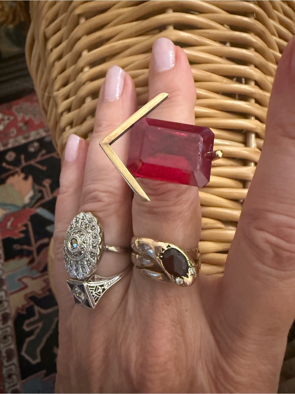 Outstanding Vintage Pink Sapphire Arrow Ring